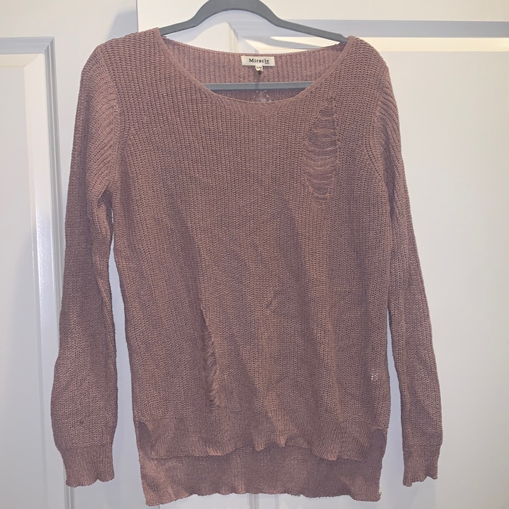 Dusty pink distressed sweater